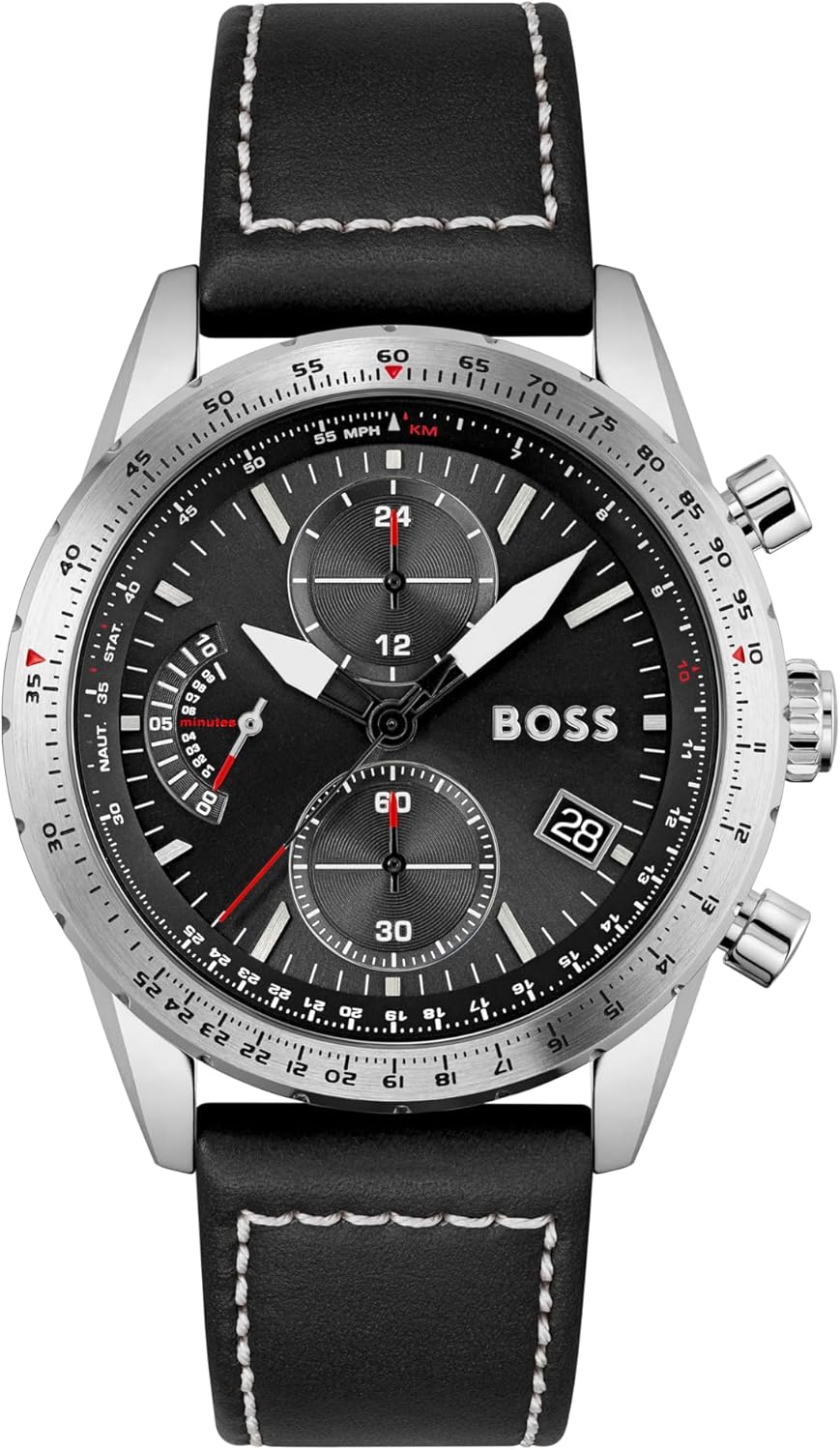 BOSS Analoog kwartshorloge voor heren, met lederen band 1513853