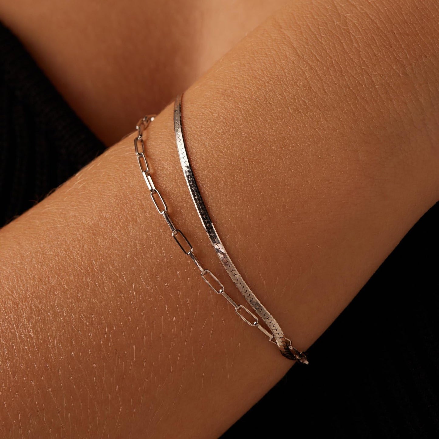 Damesarmband van 925 zilver, dubbele rij – armband – 925 zilver – zilverkleurig – 19 cm – nikkelvrij