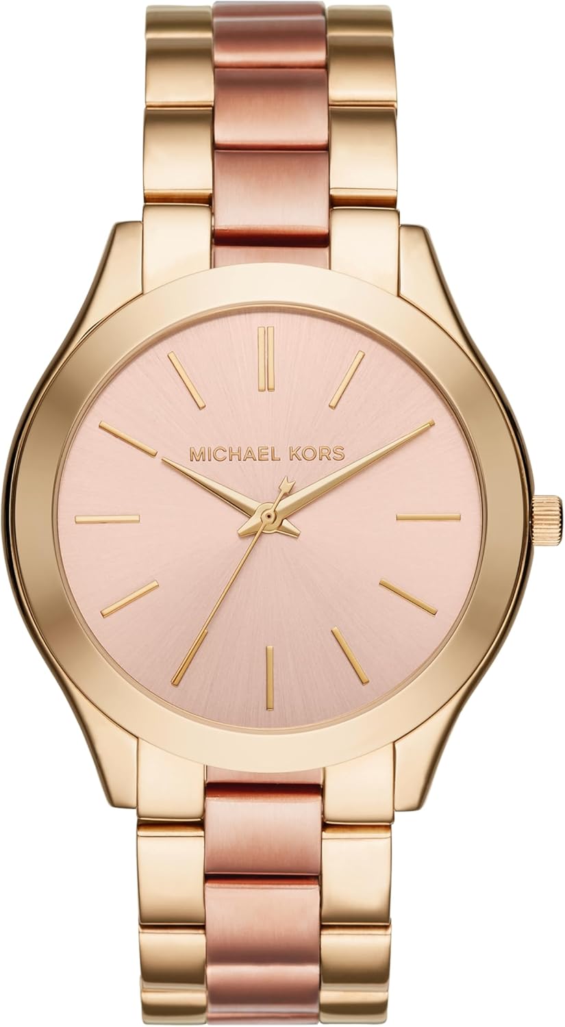 Michael Kors Reloj Slim Runway para mujer, 42 mm, movimiento de cuarzo a tres agujas con correa de acero inoxidable