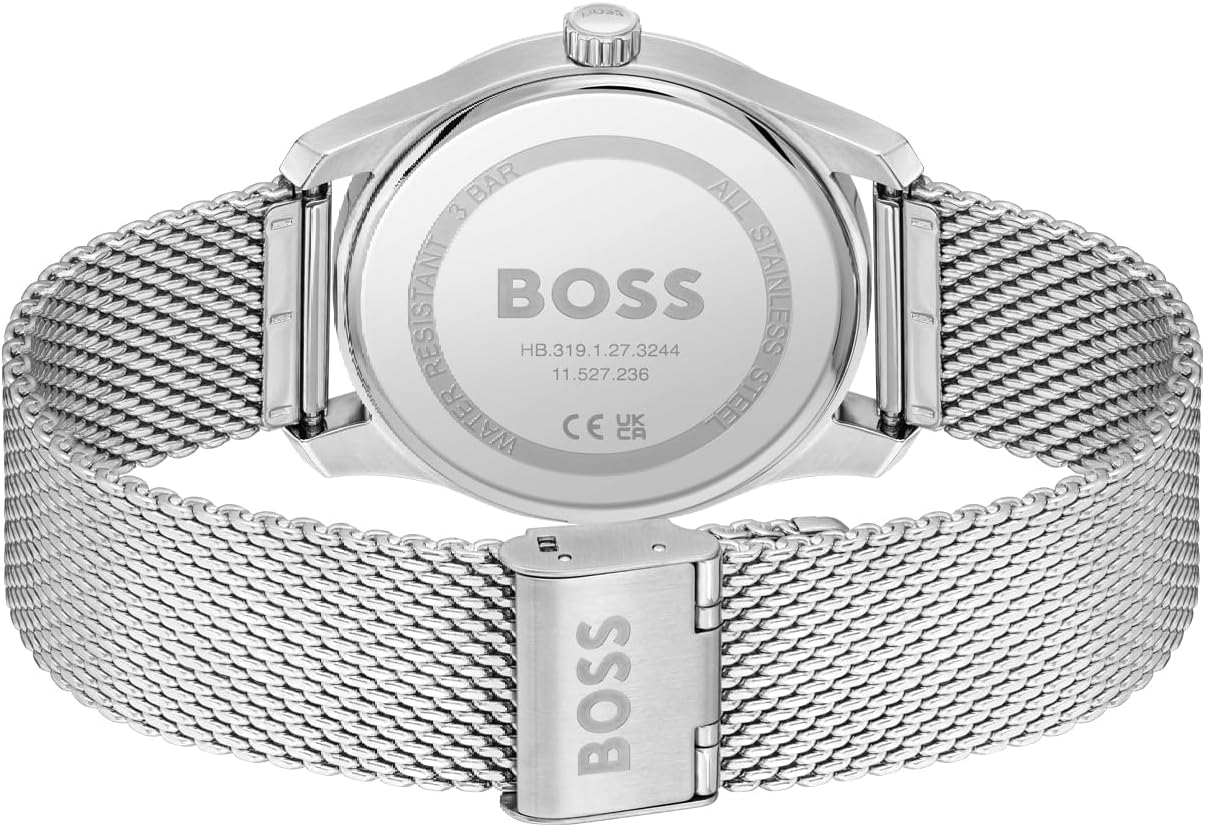 BOSS Analoog kwartshorloge voor heren uit de PRINCIPLE-collectie met leren of roestvrijstalen band, verkrijgbaar in zwart, Brown, blauw, Green en Grey