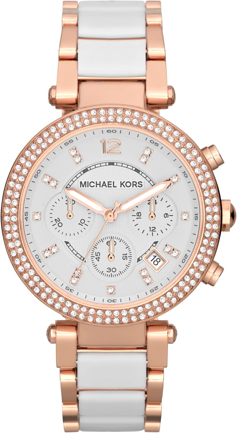 Michael Kors Parker Horloge voor dames, uurwerk chronograaf met roestvrij stalen of lederen band