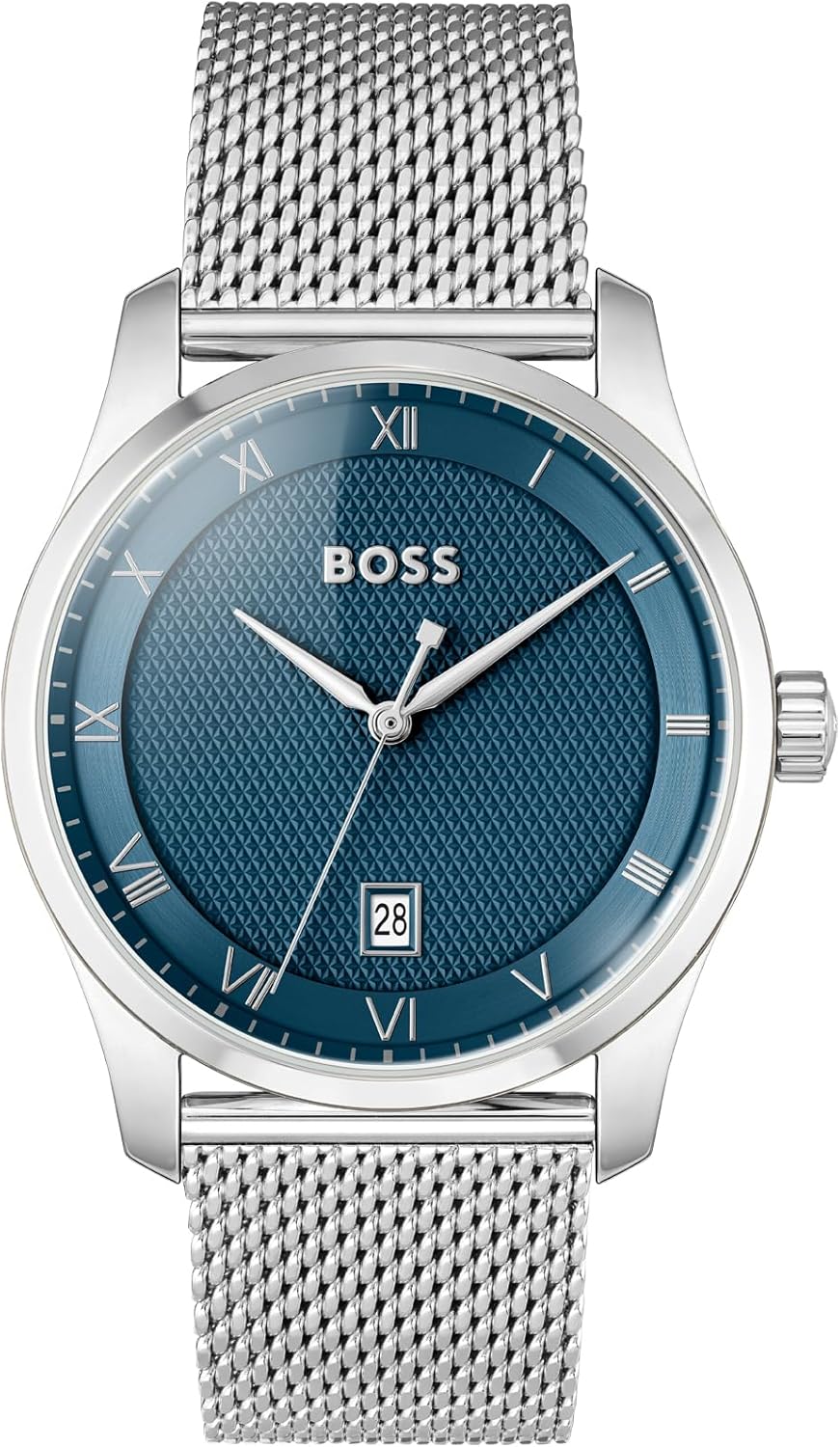 BOSS Analoog kwartshorloge voor heren uit de PRINCIPLE-collectie met leren of roestvrijstalen band, verkrijgbaar in zwart, Brown, blauw, Green en Grey