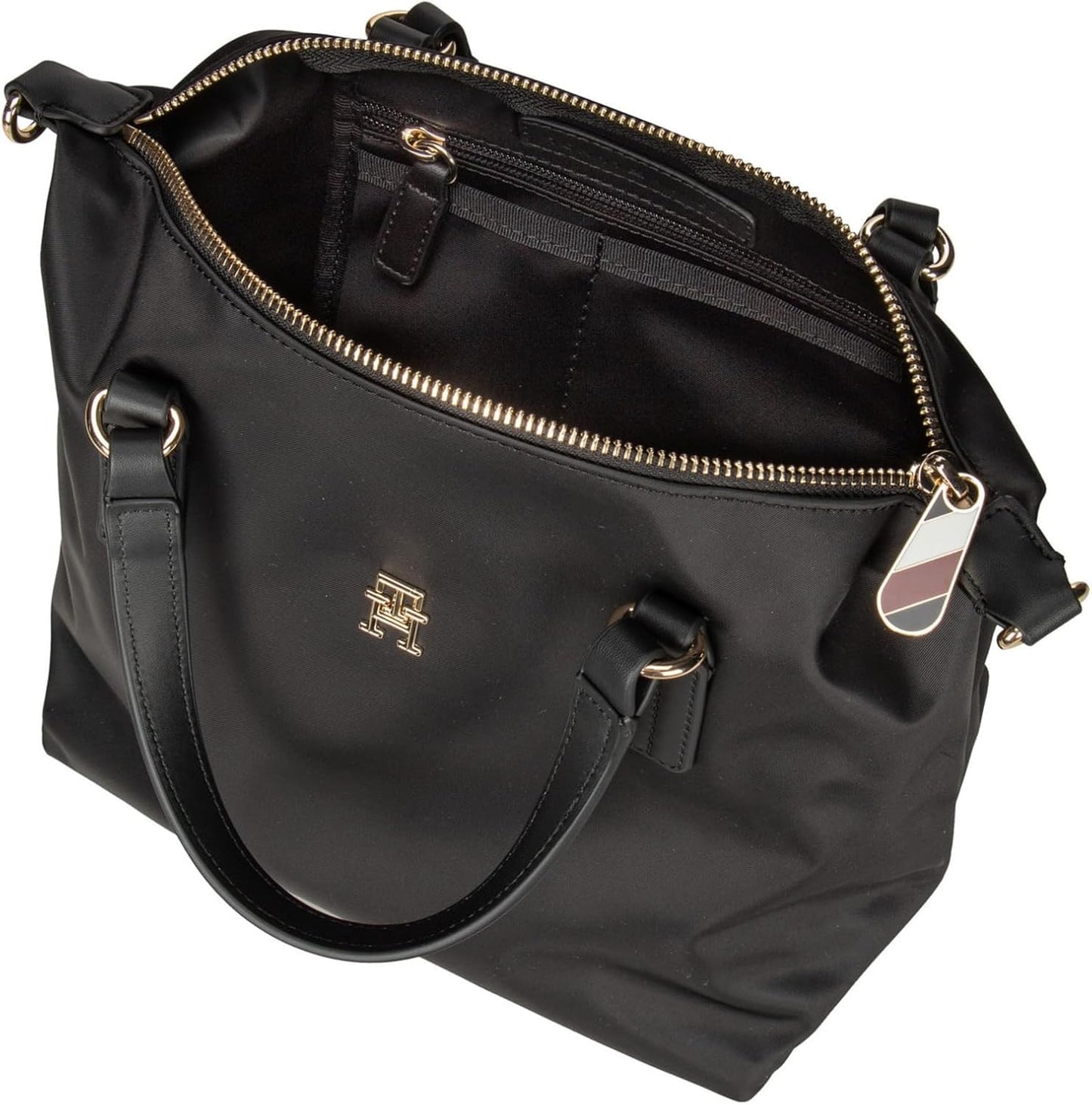 Tommy Hilfiger Dames Poppy Th Small Tote Aw0aw15640, één maat, Zwart (zwart), One Size
