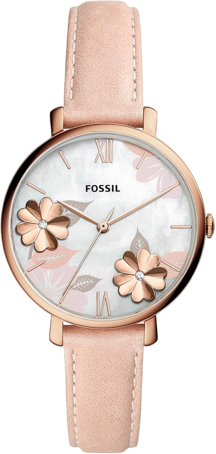 Fossil Jacqueline Watch for Women, Quartz movement with Stainless steel and leather Strap