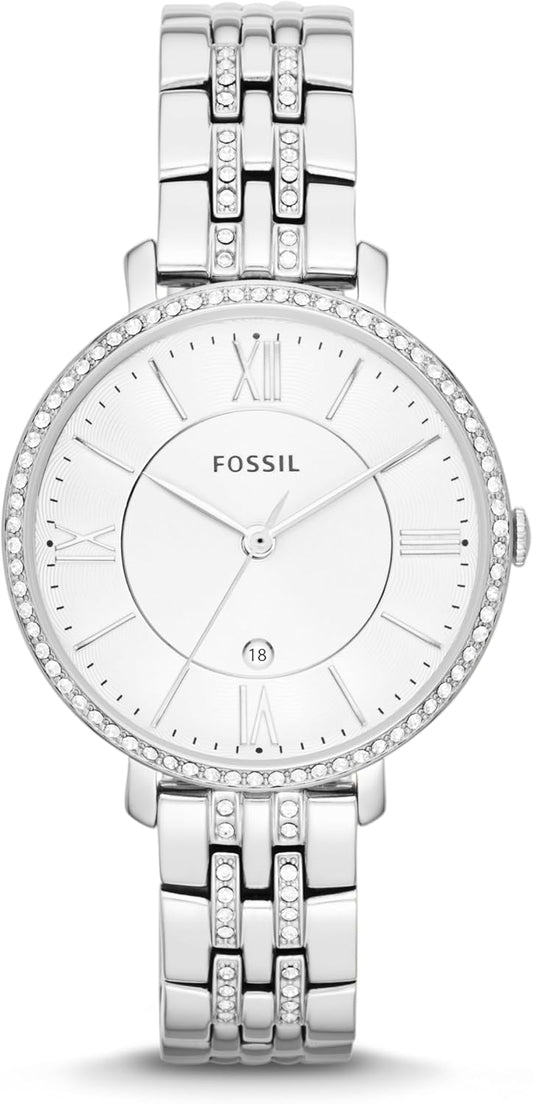 Fossil Analoog kwartshorloge voor dames met roestvrij stalen armband ES3545, zilver/wit, Eén maat, armband