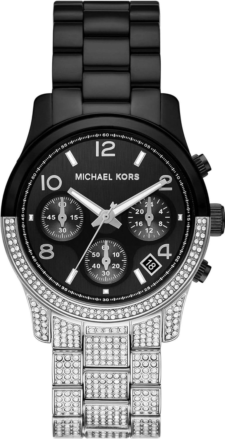 Michael Kors Horloge voor dames Runway, Chronograaf uurwerk, Roestvrij stalen horloge, 38mm kastgrootte