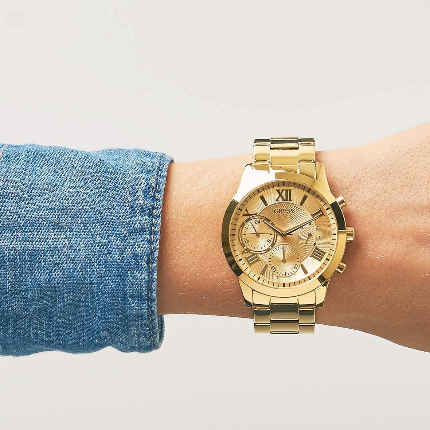Guess Womens Multi Dial horloge zonne-met roestvrij stalen band