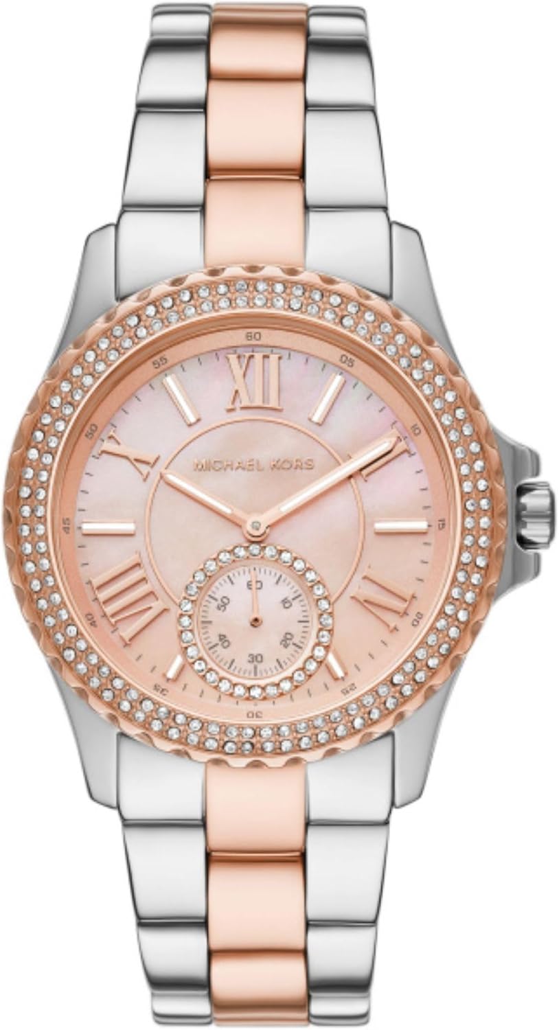 Michael Kors Everest Horloge voor dames, Quartz uurwerk met chronograaf en roestvrij stalen of siliconen band
