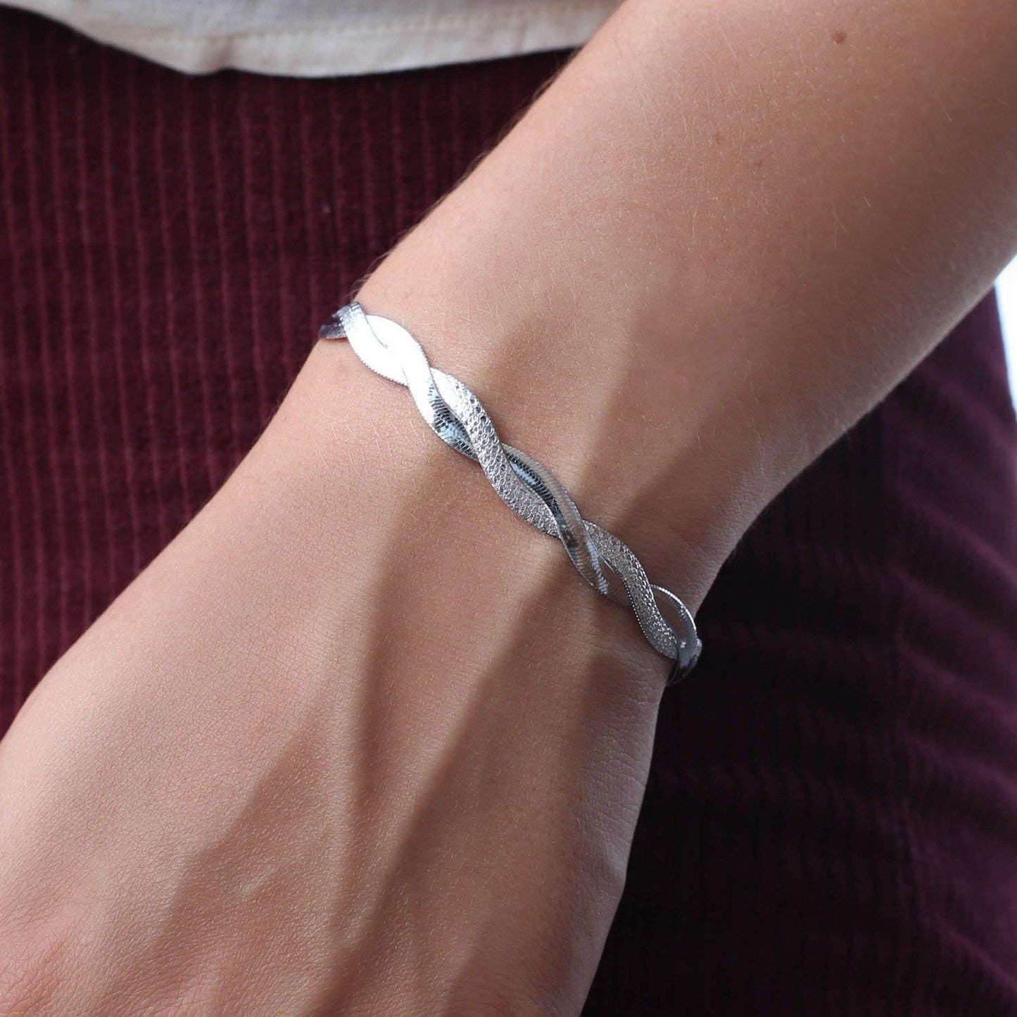Lucardi Dames armband gedraaid - Echt Zilver - Armband - Moederdag Cadeau - 19 cm - Zilverkleurig