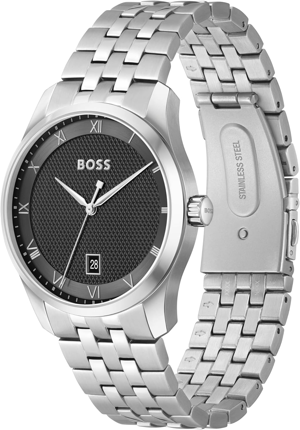 BOSS Analoog kwartshorloge voor heren uit de PRINCIPLE-collectie met leren of roestvrijstalen band, verkrijgbaar in zwart, Brown, blauw, Green en Grey