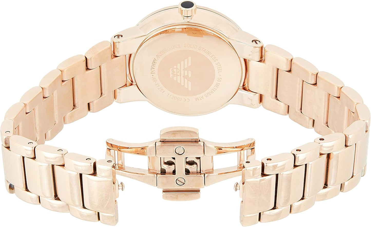 Emporio Armani Analoog quartz horloge met roségouden roestvrijstalen band voor dames AR11250