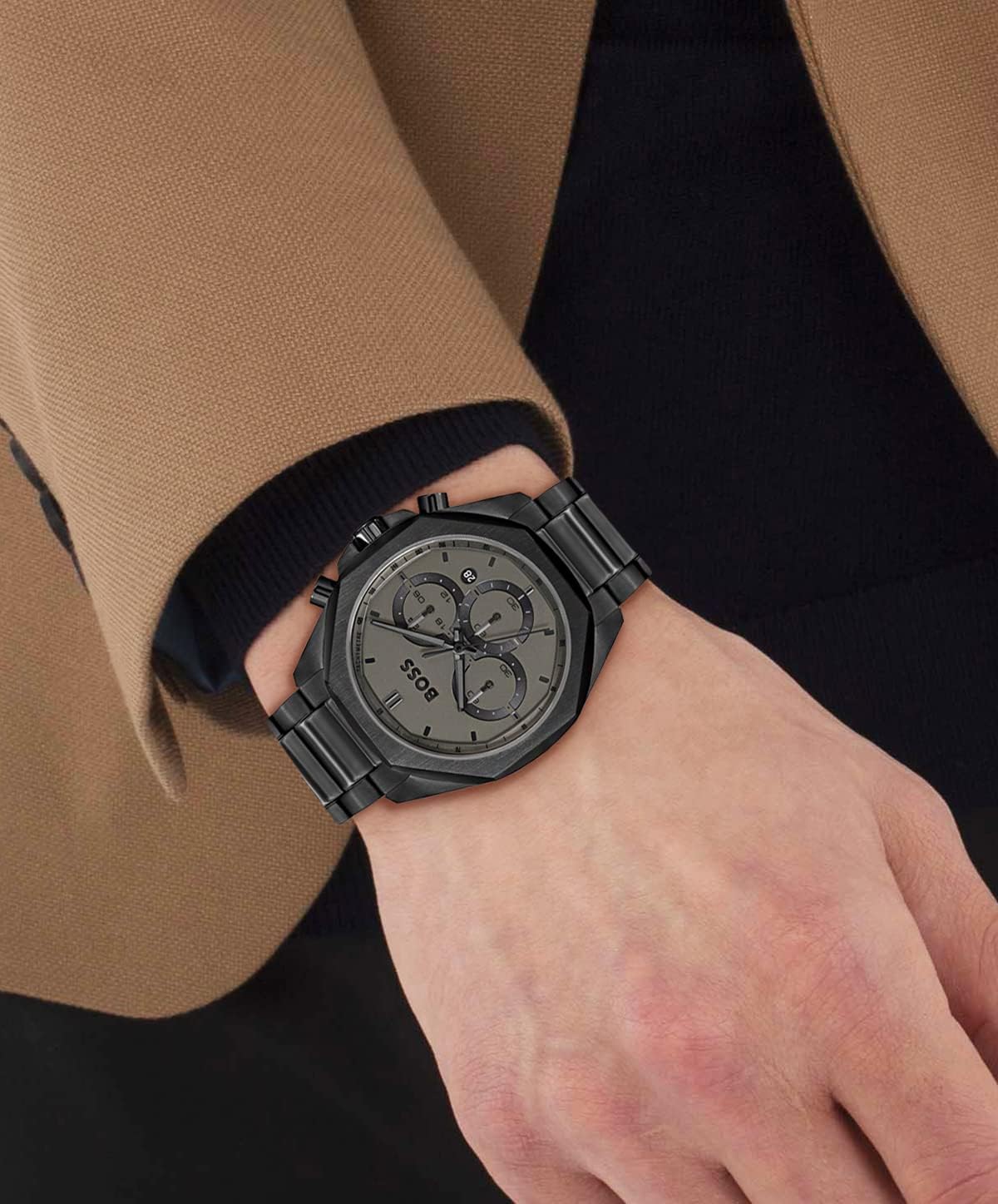 BOSS Chronograph Quartz horloge voor heren met zwarte roestvrijstalen armband - 1514016