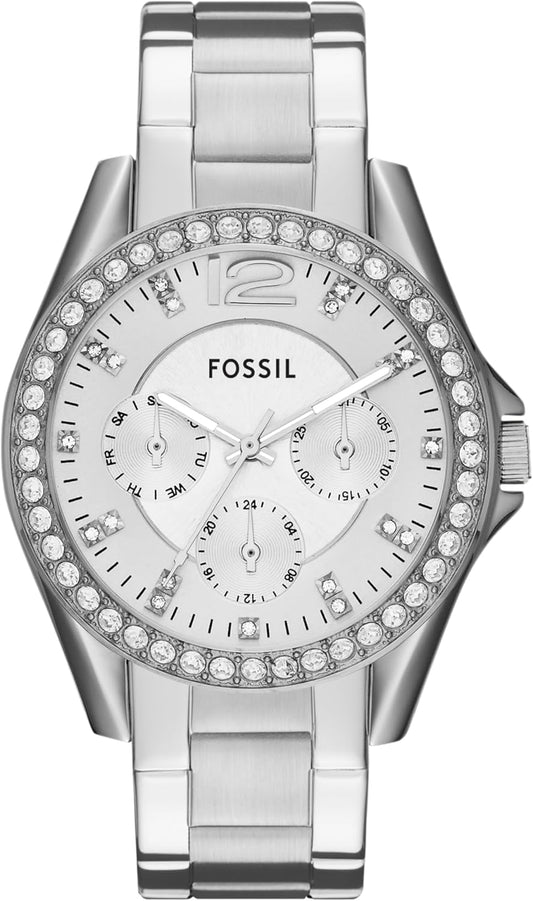 Fossil Dameshorloge Riley, kastmaat 38 mm, multifunctioneel quartz uurwerk, roestvrijstalen band