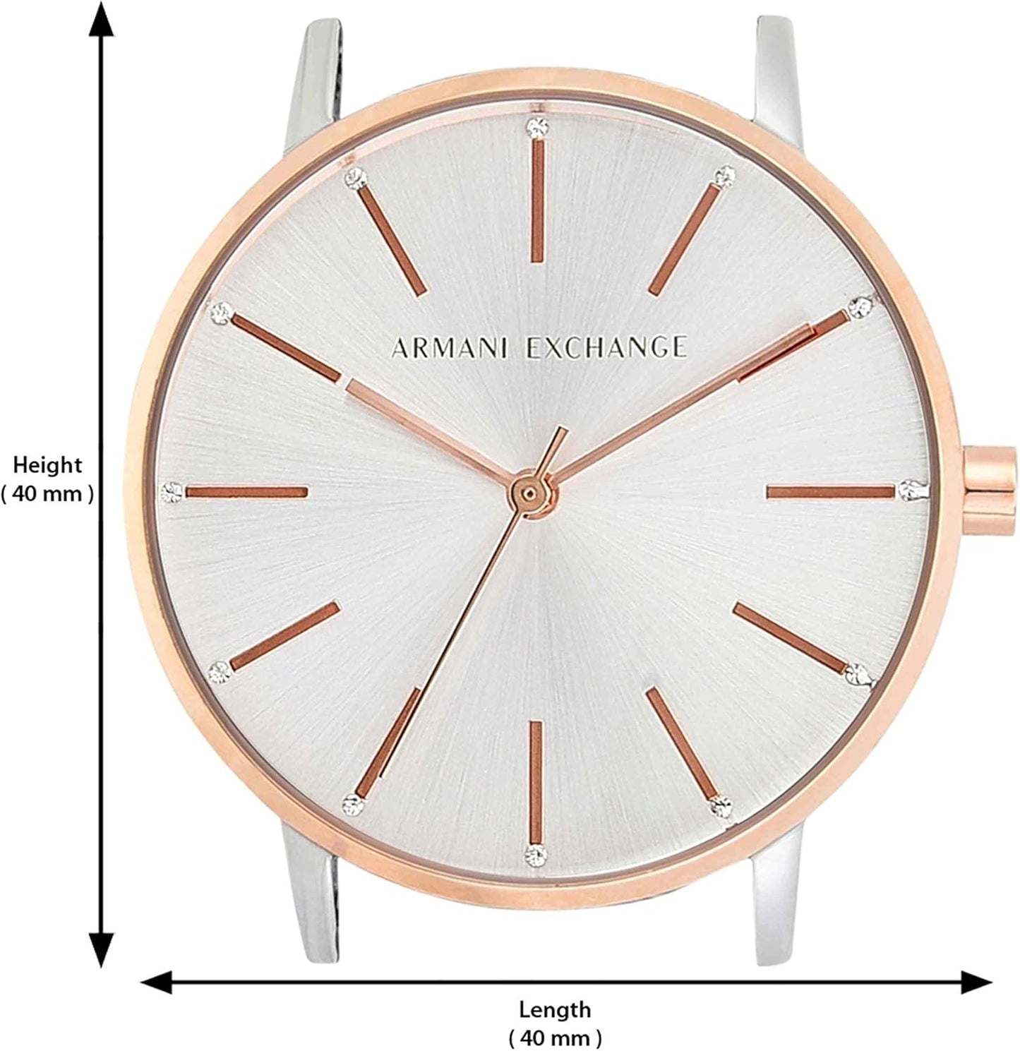 Armani Exchange Roestvrij stalen dameshorloge met drie wijzers, 36 mm behuizingsgrootte, roestvrijstalen mesh-armband