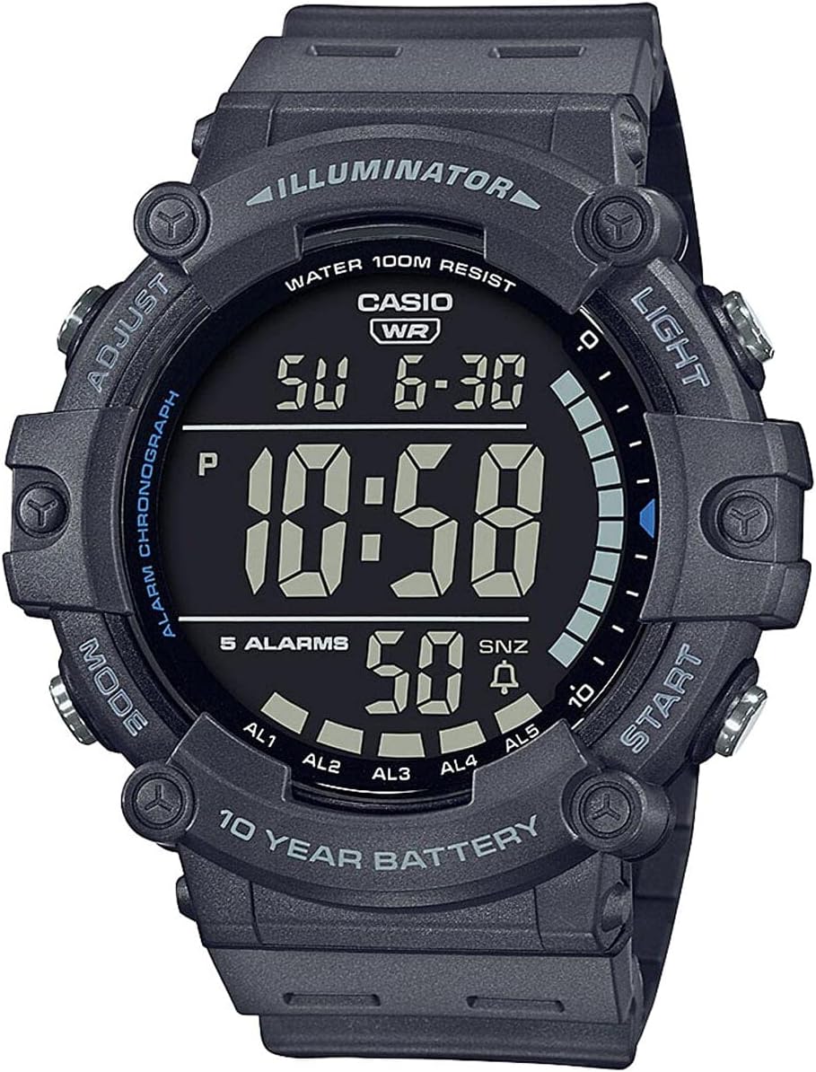 Casio - COLL Sports polshorloge AE-1500WH-1AVEF - herenhorloge - waterdicht - digitaal - met stalen band - zwart, grijs, armband