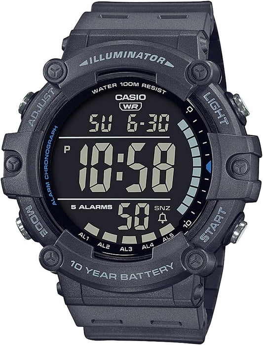 Casio - COLL Sports polshorloge AE-1500WH-1AVEF - herenhorloge - waterdicht - digitaal - met stalen band - zwart, grijs, armband