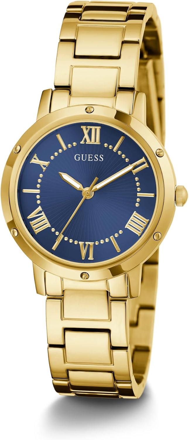 GUESS Dameshorloge polshorloge Dawn GW0404L4 roestvrij staal goud, blauw, Modern