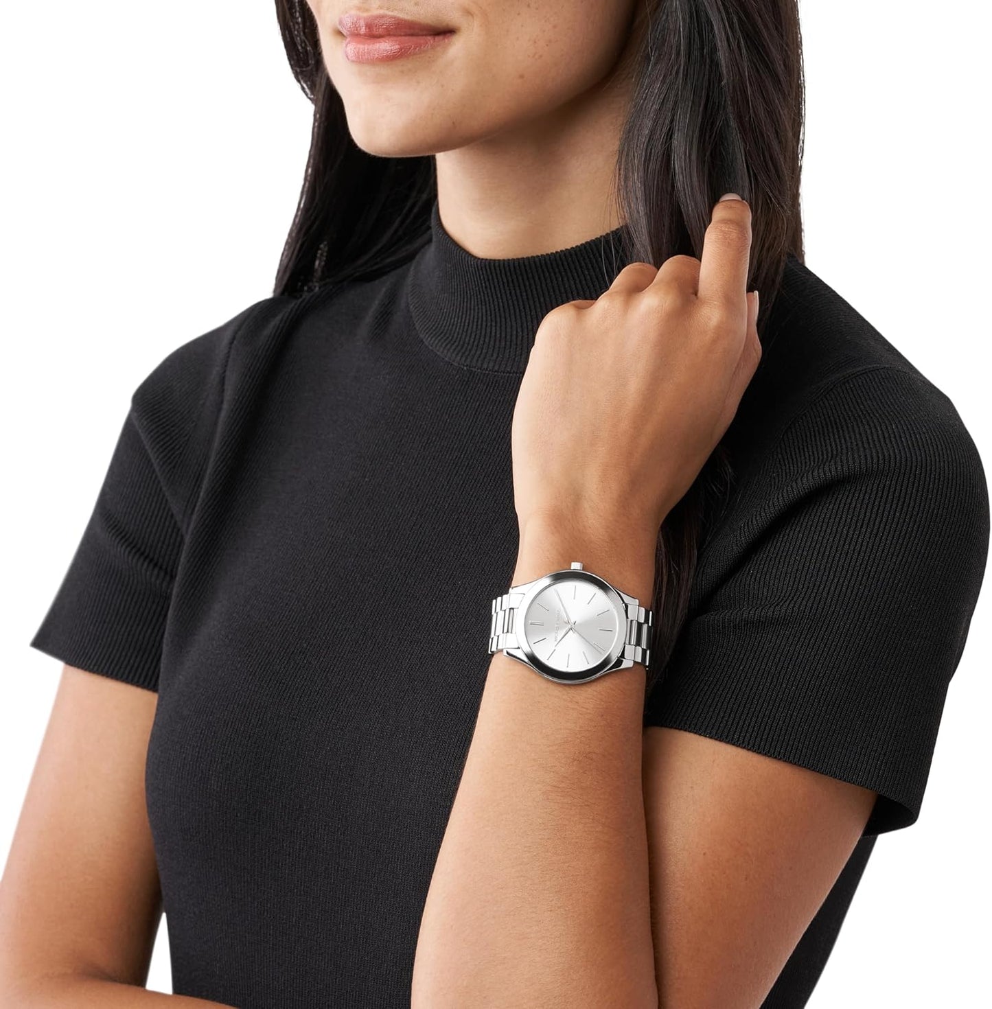 Michael Kors Reloj Slim Runway para mujer, 42 mm, movimiento de cuarzo a tres agujas con correa de acero inoxidable