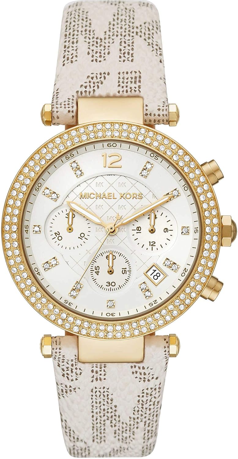 Michael Kors Parker Horloge voor dames, uurwerk chronograaf met roestvrij stalen of lederen band