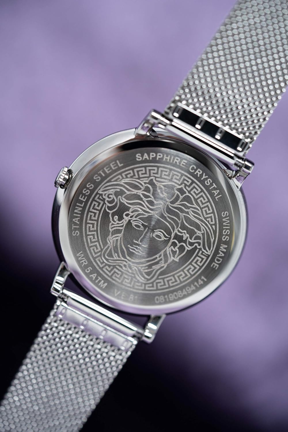Versace Dames analoog kwartshorloge met roestvrij stalen armband VE81005 19, zilver, armband