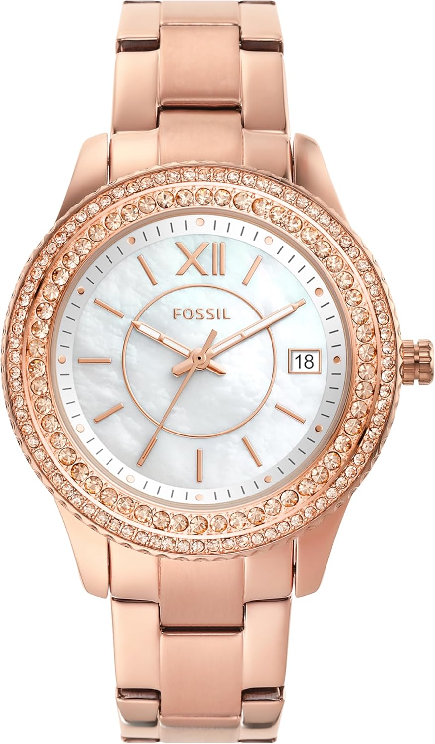 Fossil Stella Horloge voor dames, kwartsuurwerk met roestvrij stalen of leren band