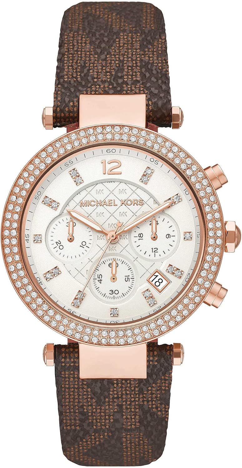 Michael Kors Parker Horloge voor dames, uurwerk chronograaf met roestvrij stalen of lederen band