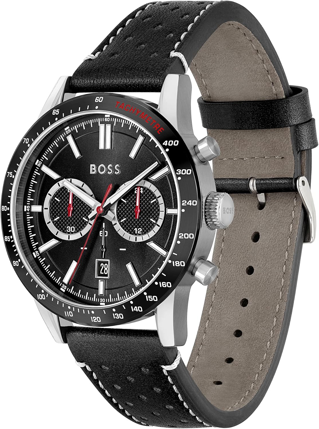 BOSS Analoog kwartshorloge voor heren met leren band 1513920