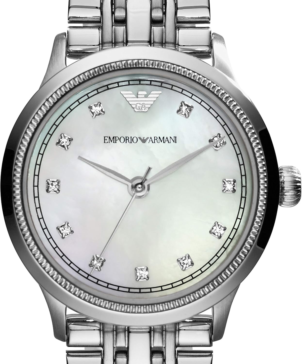 Emporio Armani Dames Analoog Kwartshorloge Met Roestvrij Stalen Armband, Zilver, Eén maat, AR1803