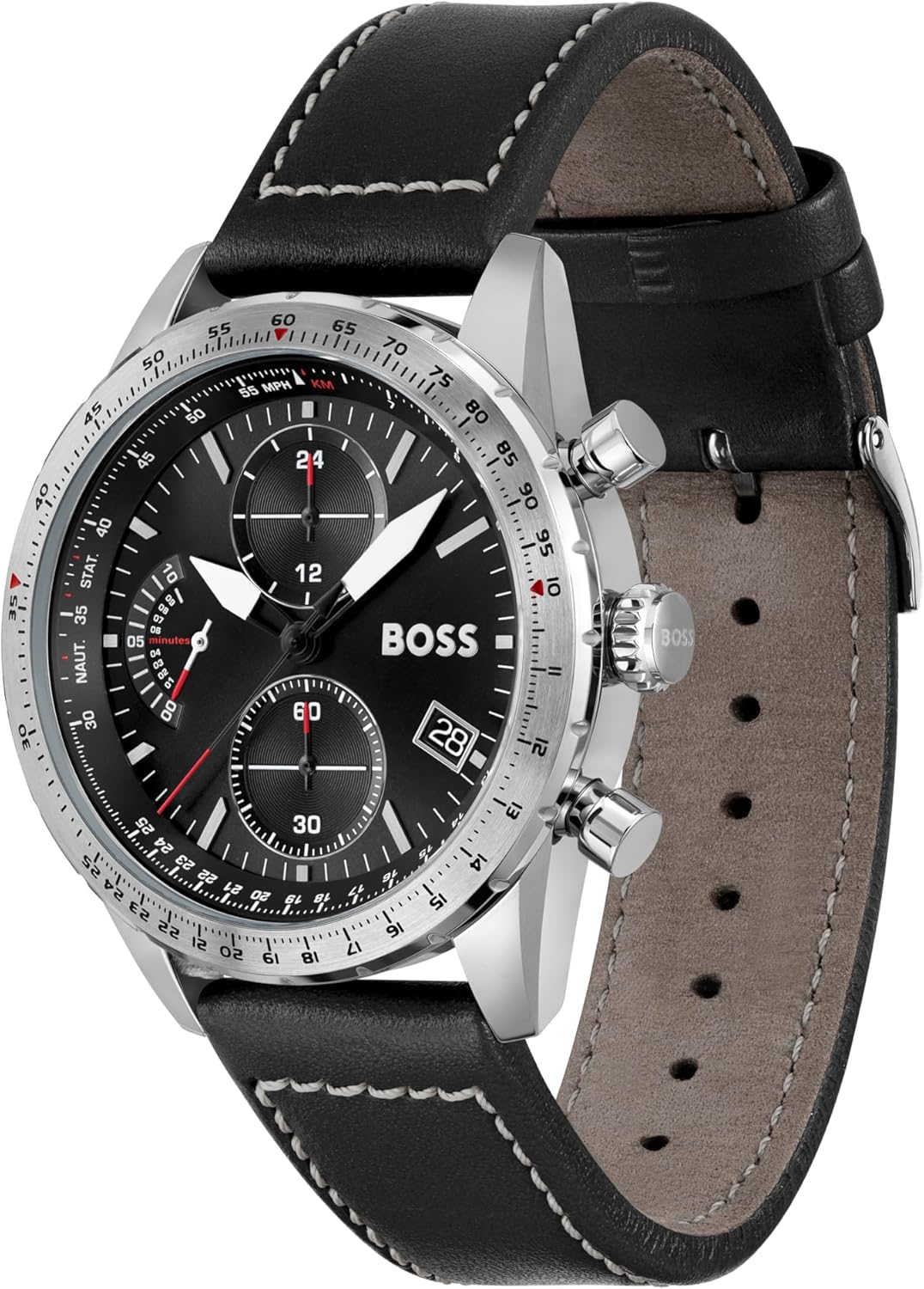 BOSS Analoog kwartshorloge voor heren, met lederen band 1513853