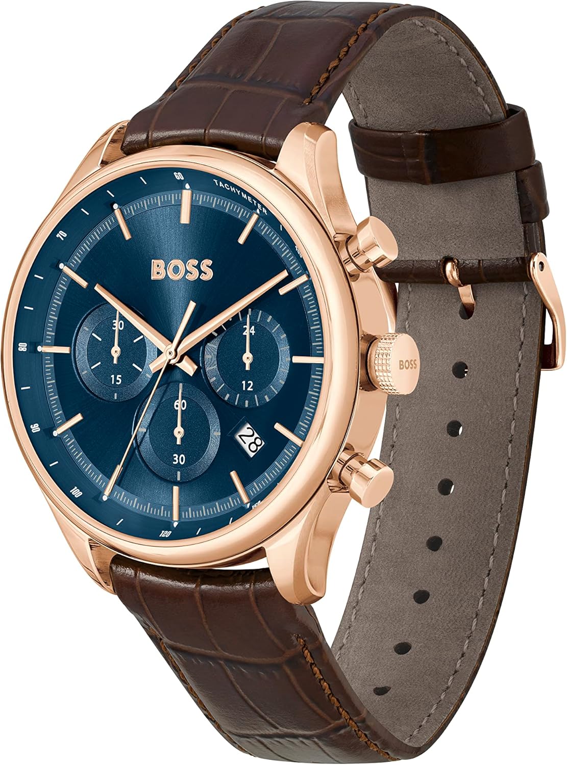 BOSS Chronograph Quartz horloge voor heren met bruine leren band - 1514050