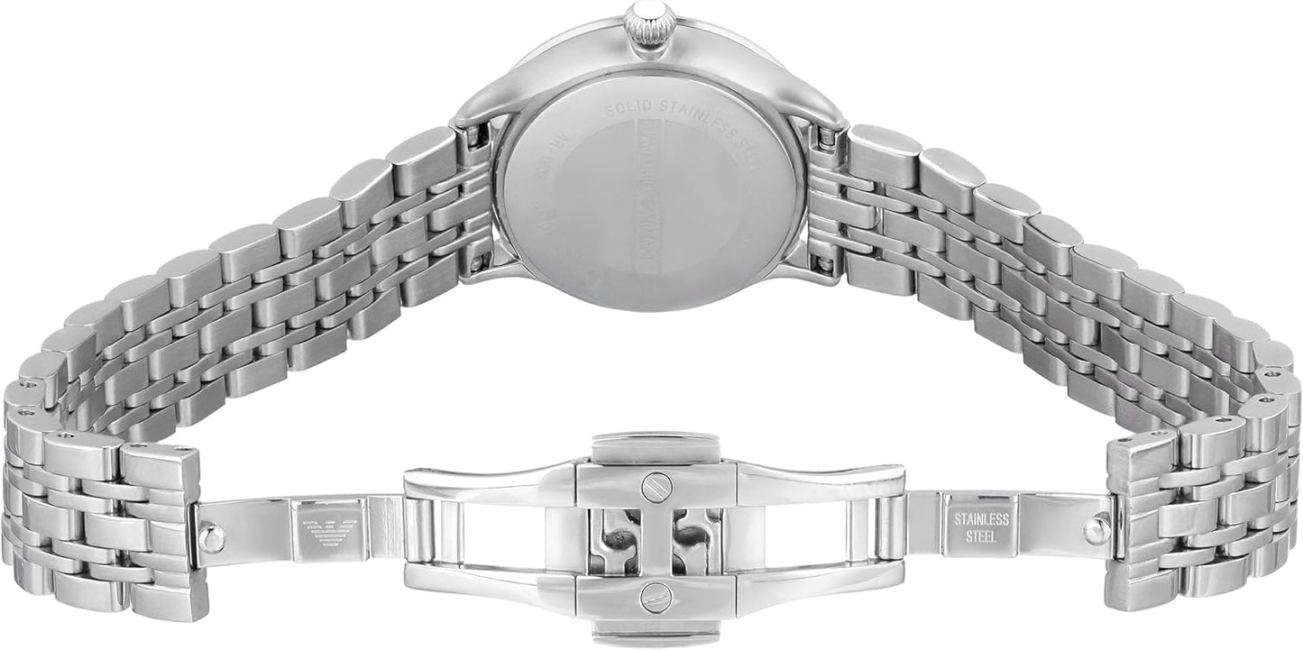Emporio Armani Dames Analoog Kwartshorloge Met Roestvrij Stalen Armband, Zilver, Eén maat, AR1803