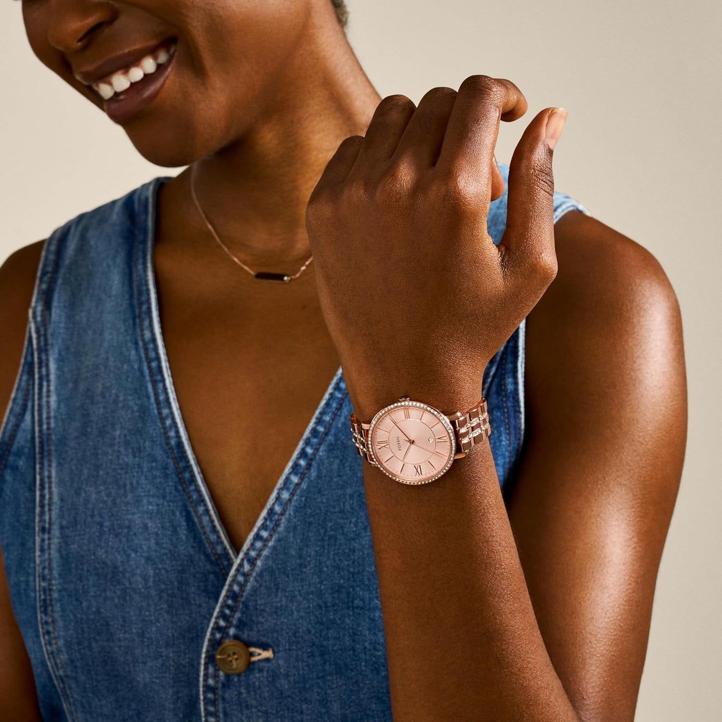 Fossil Jacqueline Watch for Women, Quartz movement with Stainless steel and leather Strap
