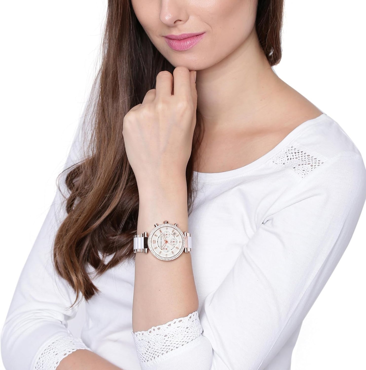 Michael Kors Parker Horloge voor dames, uurwerk chronograaf met roestvrij stalen of lederen band
