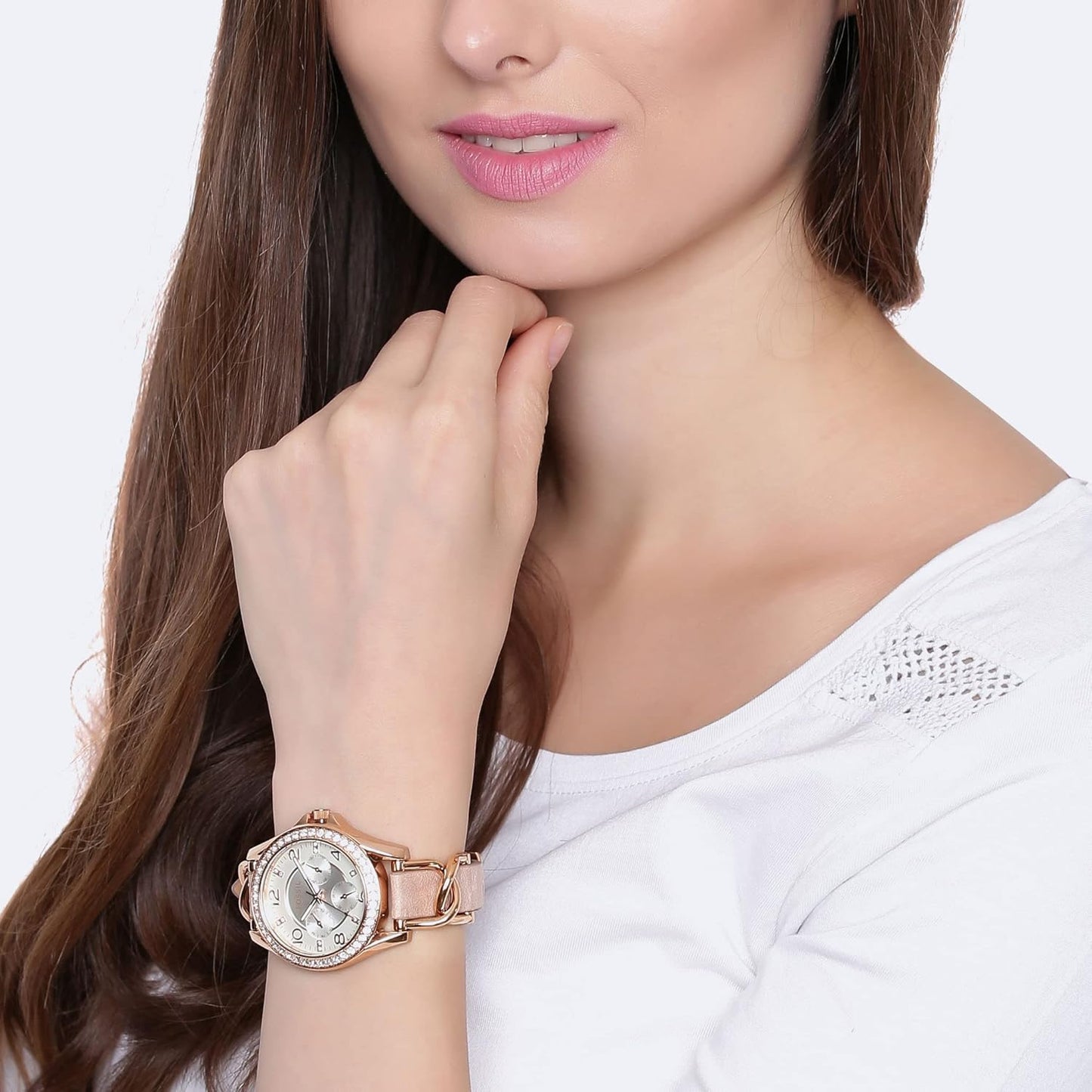 Fossil Riley horloge voor dames, chronograaf uurwerk met roestvrij stalen of leren band