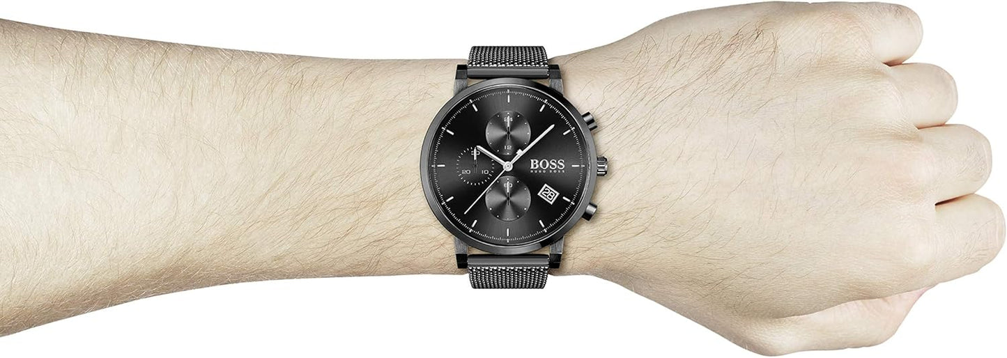 BOSS 1513813 analoog kwartshorloge voor heren met roestvrijstalen armband