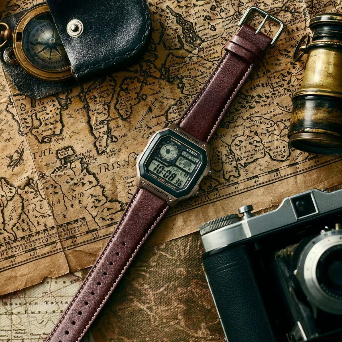 Casio Gemengd analoog kwartshorloge met armband van AE-1200WHL-5AVEF, riem