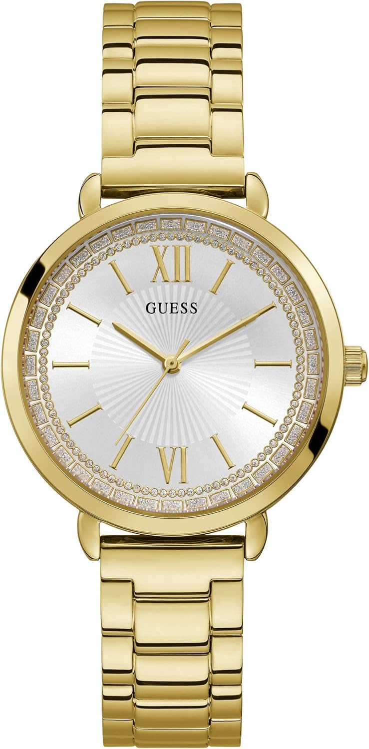 Guess Analoog kwartshorloge voor dames met roestvrij stalen armband W1231L2, goud, armband
