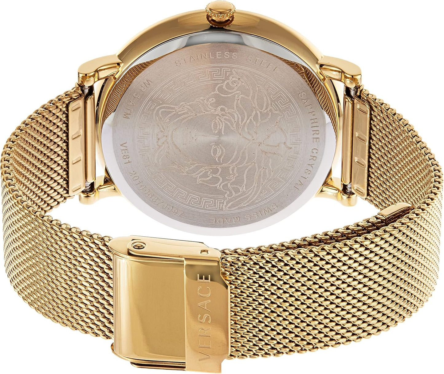 VERSACE Dameshorloge V-Circle Gold roestvrij staal 38 mm VE81025 19, armband