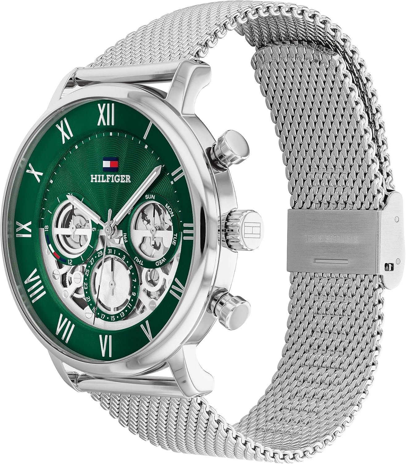 Tommy Hilfiger Multi-wijzerplaat kwarts horloge voor heren met zilveren roestvrijstalen armband - 1710567, zilver, armband