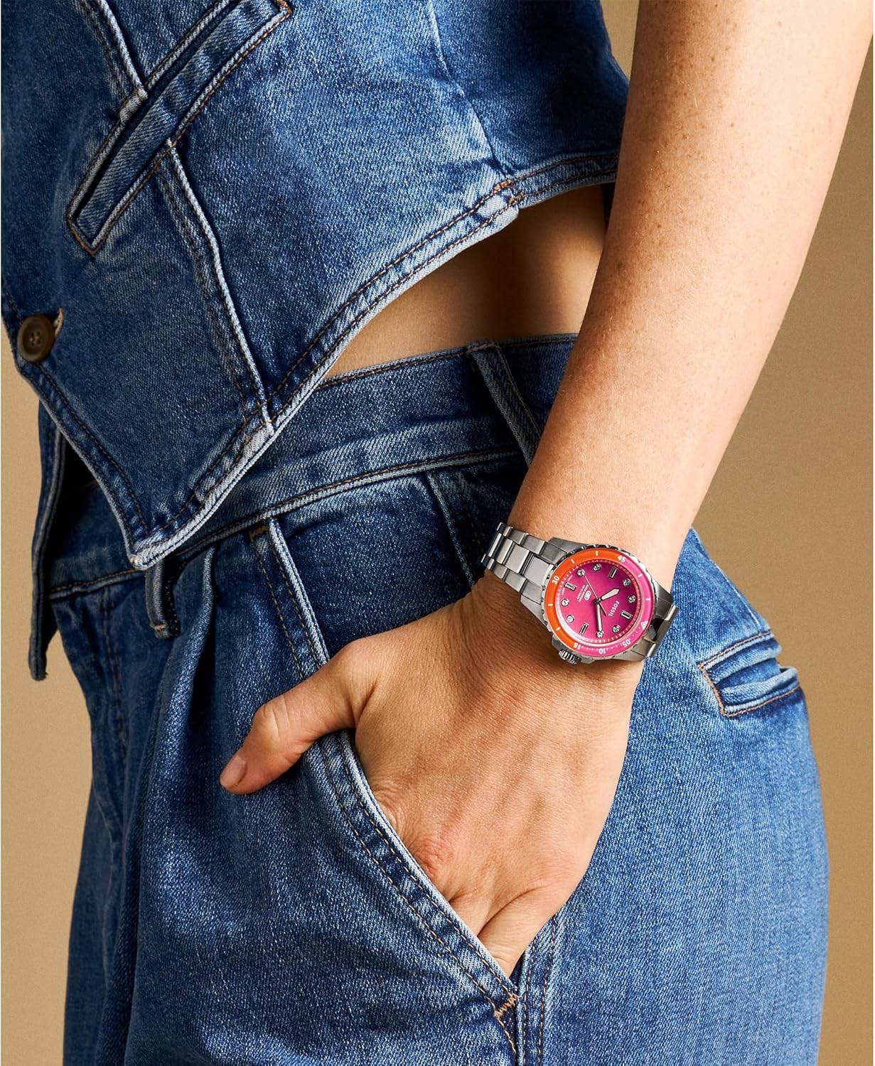 Fossil Blue dive Watch for Women, Quartz movement with Stainless steel or Leather Strap