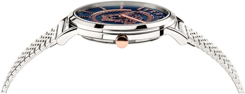 Versace Dameshorloge V-Essential zilver, blauw 36 mm VEK400821