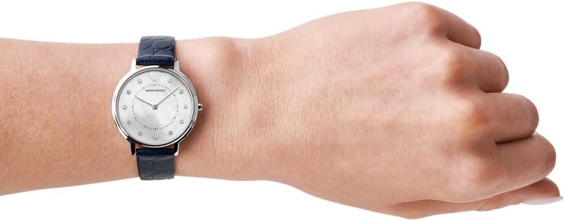 Emporio Armani dames met twee handblauwe lederen horloge