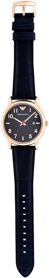 Emporio Armani Herenhorloge met drie wijzers, roestvrijstalen horloge, 43 mm kastgrootte