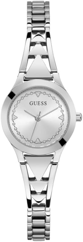 Guess Dames 26 mm horloge - tweekleurige G-Link zilveren wijzerplaat tweekleurige kast
