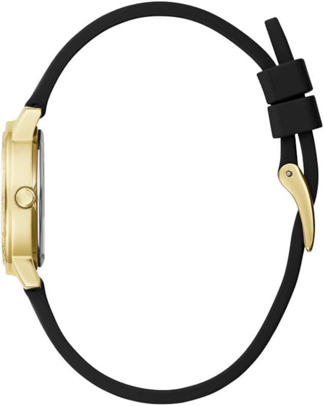 GUESS Dames 28mm horloge - goudkleurige armband witte wijzerplaat gouden toon kast