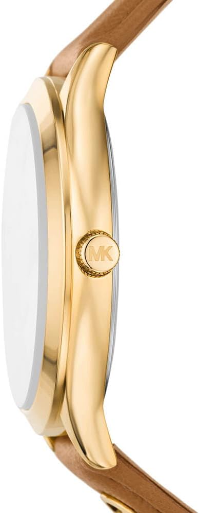Michael Kors Slim Runway Horloge voor dames, 38mm Driehandig kwartsuurwerk met lederen horlogeband