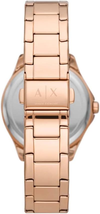Armani Exchange Dames kwarts 3 wijzers horloge met armband LADY HAMPTON AX5264, roze goud, Eén maat, AX5264-AMZUK