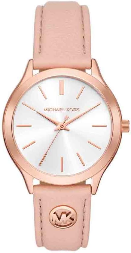 Michael Kors Slim Runway Horloge voor dames, 38mm Driehandig kwartsuurwerk met lederen horlogeband