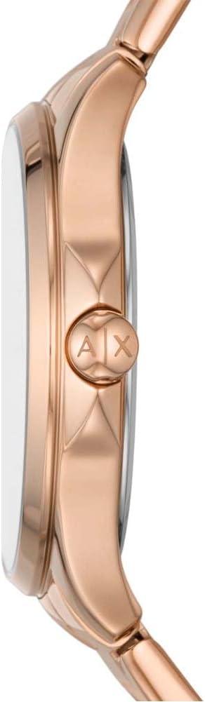 Armani Exchange Dames kwarts 3 wijzers horloge met armband LADY HAMPTON AX5264, roze goud, Eén maat, AX5264-AMZUK