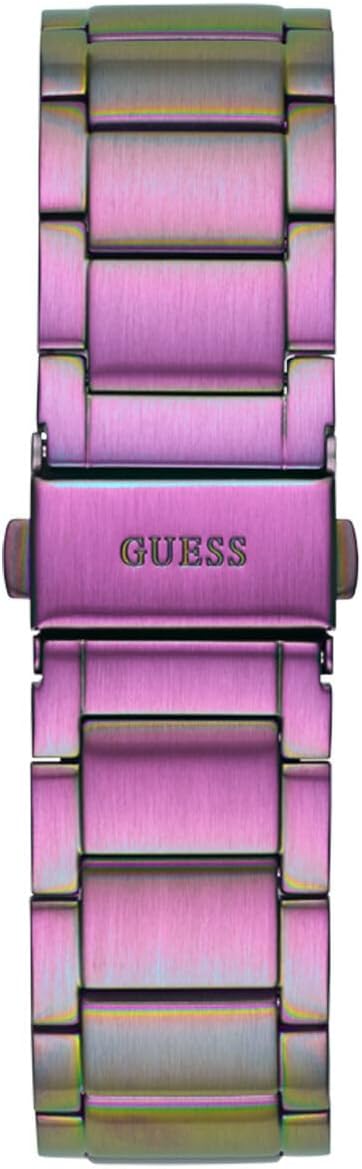 GUESS Dames sport kristal multifunctioneel 36 mm horloge - witte wijzerplaat rose goudkleurige roestvrijstalen kast met blauwe siliconen band